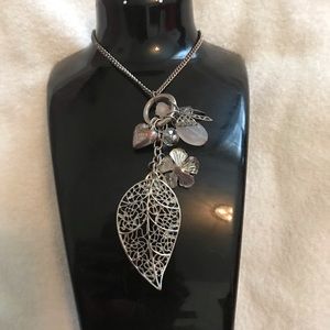 Handmade silver necklace with leaf charm